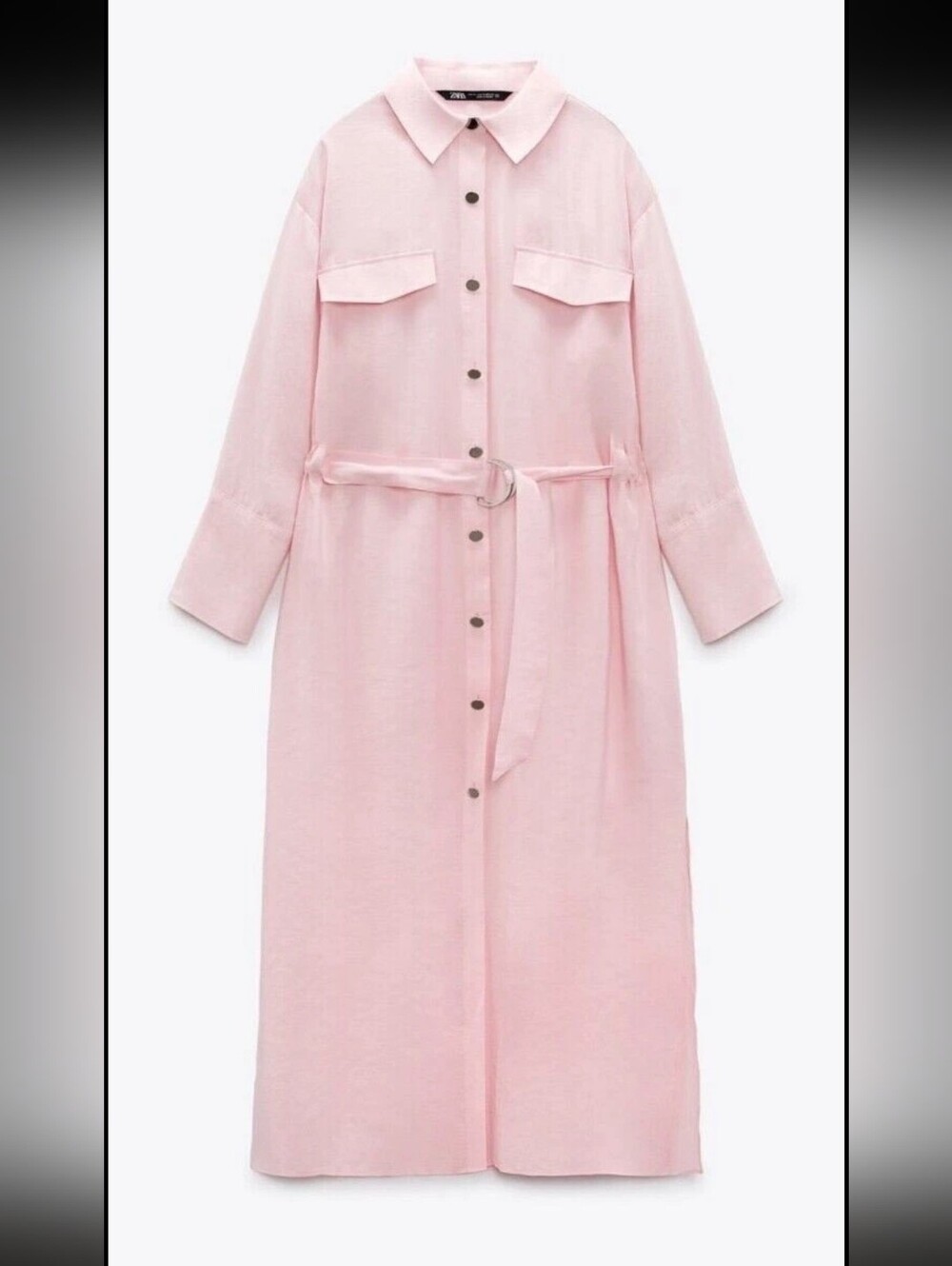 Zara Soft Pink Midi Shirt Dress with D-Ring Belt - Picture 4 of 16